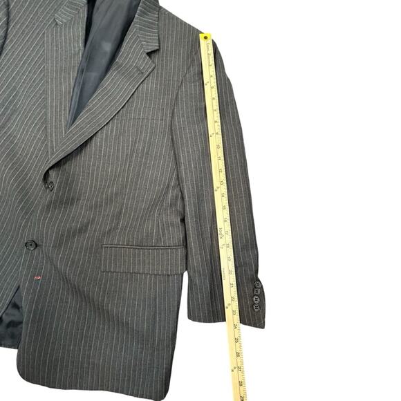 Hart Schaffner Marx Jacket Blazer Mens SZ 46R Gray Pin Stripe Single Breasted - Picture 6 of 8